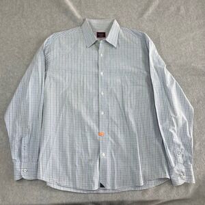 UNTUCKit Mens XL Long Sleeve Button Down Shirt Plaid Cotton Blue Green Cotton